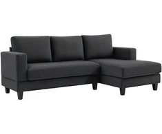 Aosom Kampinė sofa, L formos 3 vietų, su šezlongu, pilkai tamsi, 214 x 134 x 87 cm