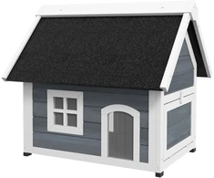 Aosom Katzenhaus, atsparus orui, su langu, 77 x 57,5 x 68 cm, pilka/balta/juoda