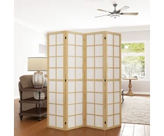Aosom Keturių dalių sulankstoma kambario pertvara iš pušies ir audinio, natūrali, 160 x 170 cm