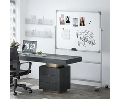 Aosom Kilnojama dvipusė magnetinė balta lenta, 120 x 90 cm, balta, metalinis rėmas