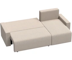Aosom Miegama kampinė sofa su apverčiama šezlongo dalimi, 3 vietų, smėlio spalvos, 226 x 125 x 86 cm