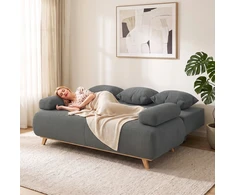 Aosom Miegamoji sofa su reguliuojamu atlošu ir daiktadėže, pilka, 188 x 100 x 84 cm