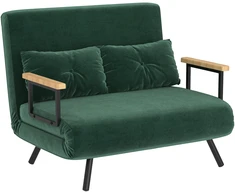 Aosom Minkšta sofa-lova su 2 pagalvėmis, aksomo išvaizdos audinys, žalia, 240 kg