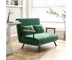 Aosom Minkšta sofa-lova su 2 pagalvėmis, aksomo išvaizdos audinys, žalia, 240 kg