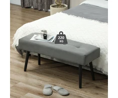 Aosom Minkšta suoliukas su corduroy apmušalu, pilka, 100 x 36 x 45 cm