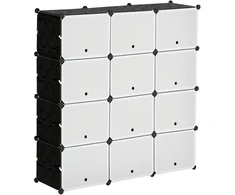 Aosom Modulinė lentynų sistema, 12 kubų, 125 x 32 x 125 cm, juoda ir balta