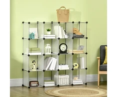 Aosom Modulinė lentynų sistema su 16 atskirų dėžių, surenkama lentyna, „DIY“, juoda + balta