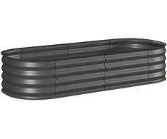 Aosom Modulinė pakelta lysvė atviru dugnu, cinkuotas plienas, 150 x 62 x 30 cm, tamsiai pilka
