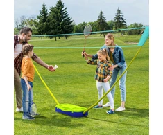 Aosom Nešiojamas badmintono ir tinklinio tinklų rinkinys, 3 dalių, 400 x 22,4 x 155 cm, juodas, mėlynas, žalias