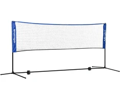 Aosom Nešiojamas badmintono tinklas, reguliuojamas aukštis, sulankstomas, su nešiojimo krepšiu, 3,10 m, juodas/mėlynas