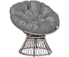 Aosom Papasan tipo kėdė su pagalve, pasukama 360°, PE rotangas, pilka, 87 x 97 x 86 cm