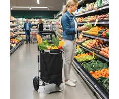 Aosom Pirkinių vežimėlis 3-in-1, sulankstomas, 40 l, juodas, iki 25 kg