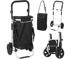 Aosom Pirkinių vežimėlis 3-in-1, sulankstomas, 40 l, juodas, iki 25 kg