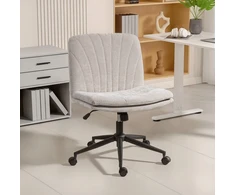 Aosom Plati biuro kėdė be porankių su supimosi funkcija, 50–60 cm, smėlio spalvos