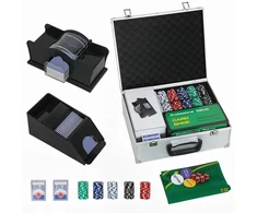 Aosom Pokerio rinkinys, 300 žetonų, sidabrinis, iki 8 žaidėjų