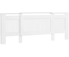 Aosom Radiatoriaus gaubtas su lamelėmis, reguliuojamas ilgis 125-201 cm, MDF, baltas