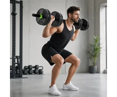 Aosom Reguliuojamas hantelių ir štangos rinkinys, 15 kg, 3 viename, žalias
