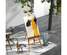 Aosom Reguliuojamo aukščio molbertas iš buko medienos, sulankstomas, natūralaus medžio, 65 x 110 x 180-235 cm
