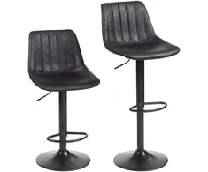 Aosom Reguliuojamos baro kėdės su atlošu ir pakoju, 2 vnt., 59–80 cm, juodos