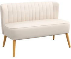 Aosom Retro dizaino 2 vietų sofa, kreminė balta, 117 x 56,5 x 77 cm