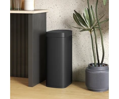 Aosom Sensorinė šiukšliadėžė, 50 l, juoda, metalas ir ABS, 26,5 x 35,5 x 68 cm