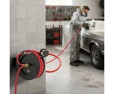 Aosom Sieninis sodo žarnos ritė, automatinis susitraukimas, 20 bar, 15+1 m žarna, metalas, juoda ir raudona