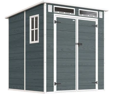 Aosom Sodo daiktų sandėliukas su medžio imitacija, pilkas, 2,89 m², 182 x 182 x 196 cm