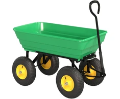 Aosom Sodo vežimėlis su vertimo funkcija, iki 200 kg, 75 l, tamsiai žalias