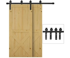 Aosom Stumdomų durų furnitūros komplektas dviem medinėms durims, 200 cm, juodas
