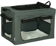 Aosom Sulankstoma gyvūnų transportavimo dėžė, pilka, 60 x 42 x 42 cm, katėms ir šunims iki 4kg
