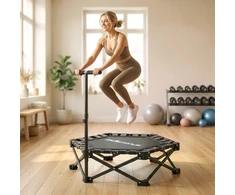 Aosom Sulankstomas fitneso batutas su reguliuojama T formos rankena, juodas, 104 x 104 x 104/109/114 cm, iki 180 kg