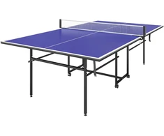 Aosom Sulankstomas mobilus stalo teniso stalas, mėlynas, 274 x 152,5 x 76 cm, 2 raketės, 3 kamuoliukai