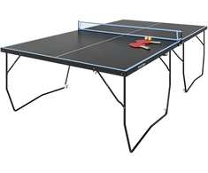 Aosom Sulankstomas stalo teniso stalas, 8 ratai, MDF, plieno rėmas, juodas, 274 x 152,5 x 76 cm