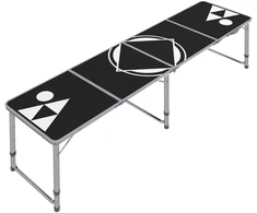 Aosom Sulankstomas stovyklavimo stalas, lengvas, reguliuojamo aukščio, aliuminio rėmas, juodas, 240 x 60 x 54/62/70 cm