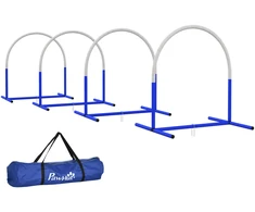 Aosom Šunų agility rinkinys su 4 lankais, mėlyna+baltas, 88 x 64 x 95 cm