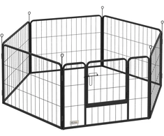 Aosom Šunų aptvaras, augintinių gardas, 6 panelės, plienas, sulankstomas, pilkas