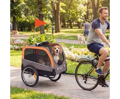 Aosom Šunų dviračio priekaba, sulankstoma, oranžinė, iki 20 kg