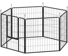 Aosom Šunų maniežas, 6 panelės, plienas, sulankstomas, pilkas, 160 x 80 x 80 cm