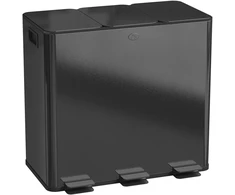 Aosom Trijų skyrių šiukšliadėžė su pedalu, 3 x 20 l, juoda, nerūdijantis plienas / plastikas