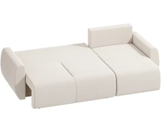 Aosom Trivietė L formos sofa-lova su keičiama šezlongo puse ir daiktadėže, kreminė balta