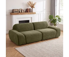 Aosom Trivietė sofa, apvali, berėmė, tamsiai žalia, 244 x 95 x 70 cm