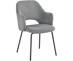 Aosom Valgomojo kėdė, velvetinis užvalkalas, dubens formos, metalinės kojos, pilka, 57 x 62,5 x 85,5 cm