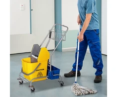 Aosom Valymo vežimėlis, 25 l, 4 ratai, plastikas, geltonas