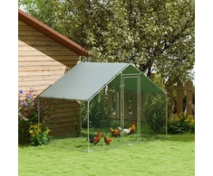 Aosom Vištoms skirtas voljeras 5-8 vištoms, stogo danga, užrakinamos durys, plieno rėmas, 5,1 m², 300 x 170 x 190 cm, sidabrinis