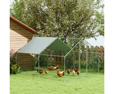 Aosom Vištų aptvaras iš metalo, sidabrinis, 300 x 340 x 190 cm