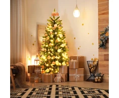 Costway 150 cm siaura dirbtinė eglutė su LED žiburiais