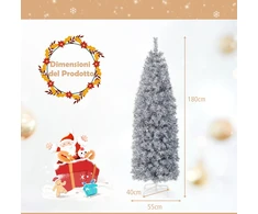 Costway 180 cm Balta-Juoda Dirbtinė Eglutė 250 LED