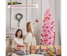Costway 180 cm Rožinė Dirbtinė Kalėdinė Eglutė su 250 LED Šviesų