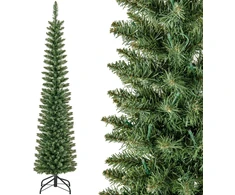 Costway 180cm dirbtinė kalėdinė eglutė su apšvietimu, 390 šakų, 180 šiltai baltų LED, sulankstoma metalinė koja