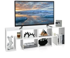 TV staliukas Costway 3 dalių transformuojamas TV stovas iki 65" televizoriui, baltas